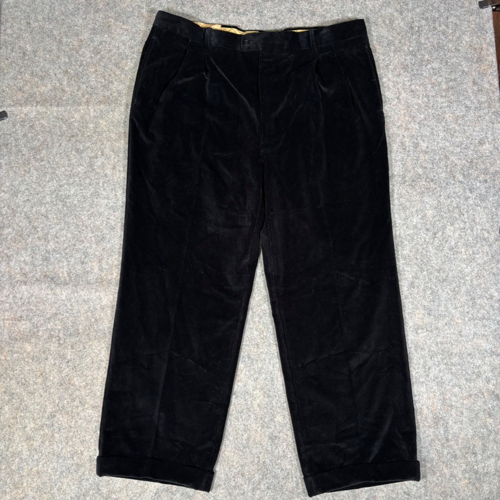 Barneys New York Corduroy Trousers Mens 42 Black Pleated Cuffed Made in France